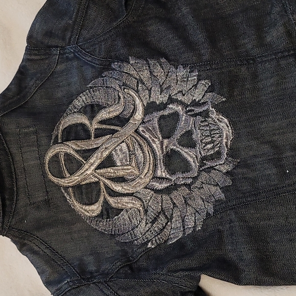 Skull Rock & Republic Denim Jacket Girl's Size 10 - Picture 7 of 9